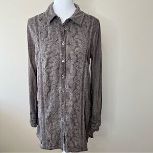 Soft surroundings button down embroidered blouse